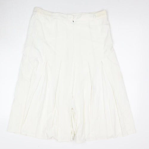 Vilonte Womens White Polyester A-Line Skirt Size 14 Zip