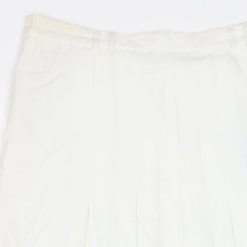 Vilonte Womens White Polyester A-Line Skirt Size 14 Zip