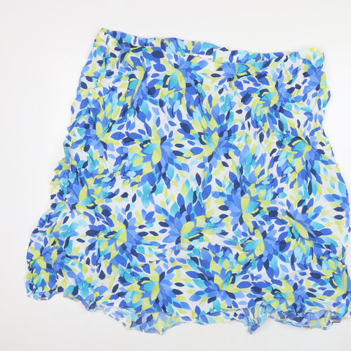 M&Co Womens Blue Geometric Viscose A-Line Skirt Size 28