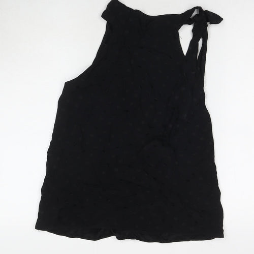 Mango Womens Black Polka Dot Viscose Basic Blouse Size XS Round Neck