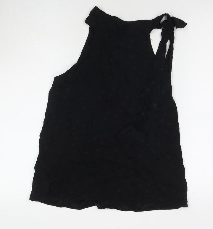 Mango Womens Black Polka Dot Viscose Basic Blouse Size XS Round Neck