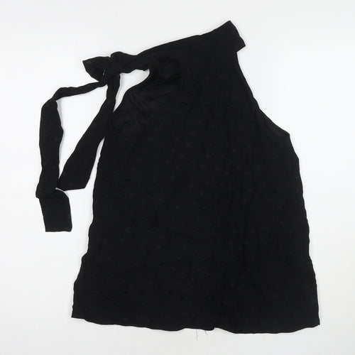 Mango Womens Black Polka Dot Viscose Basic Blouse Size XS Round Neck
