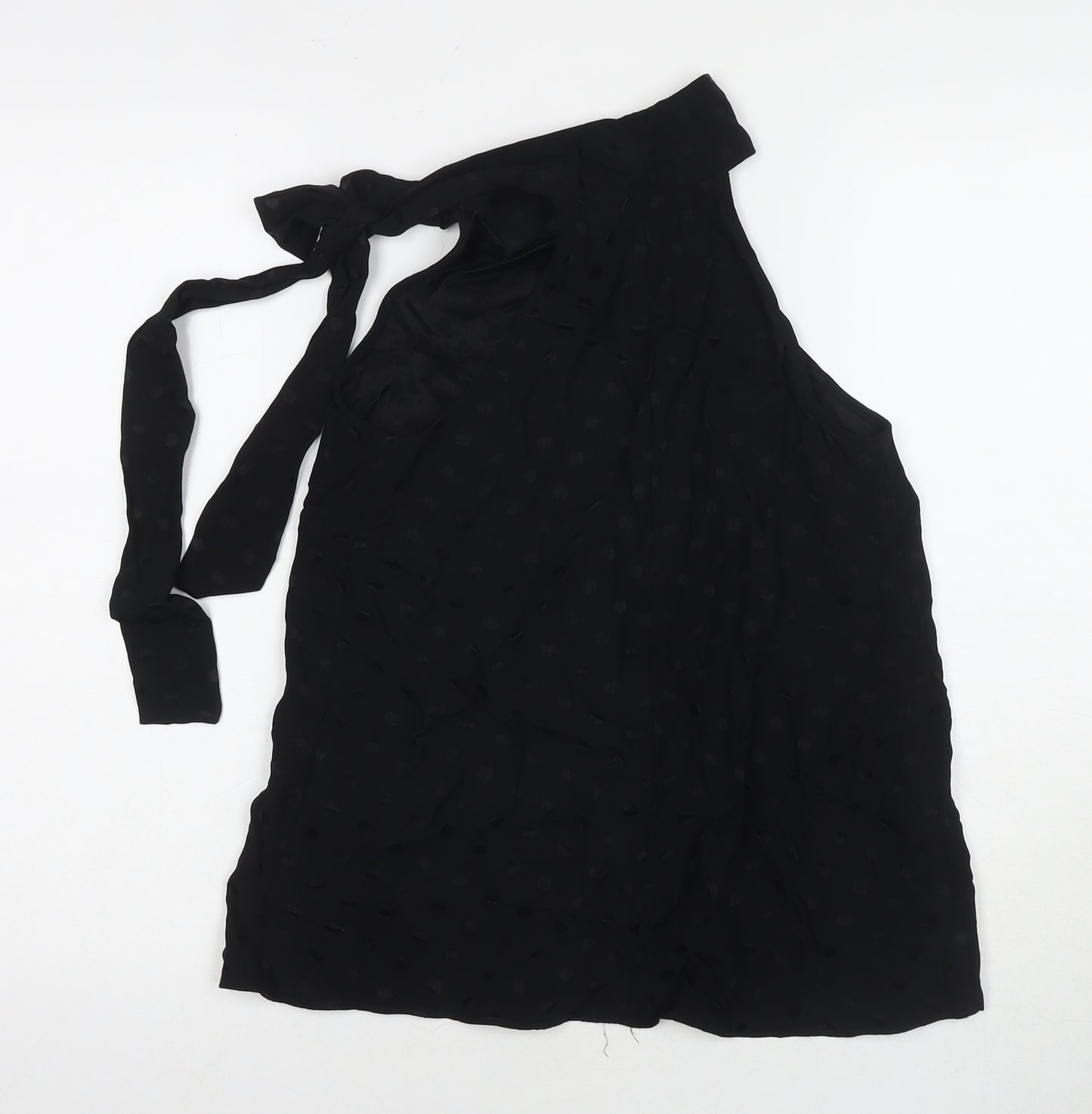 Mango Womens Black Polka Dot Viscose Basic Blouse Size XS Round Neck