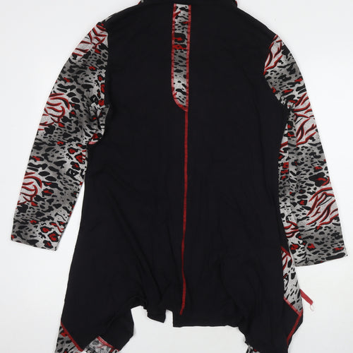Roman Womens Black Animal Print Viscose Full Zip Sweatshirt Size S Zip