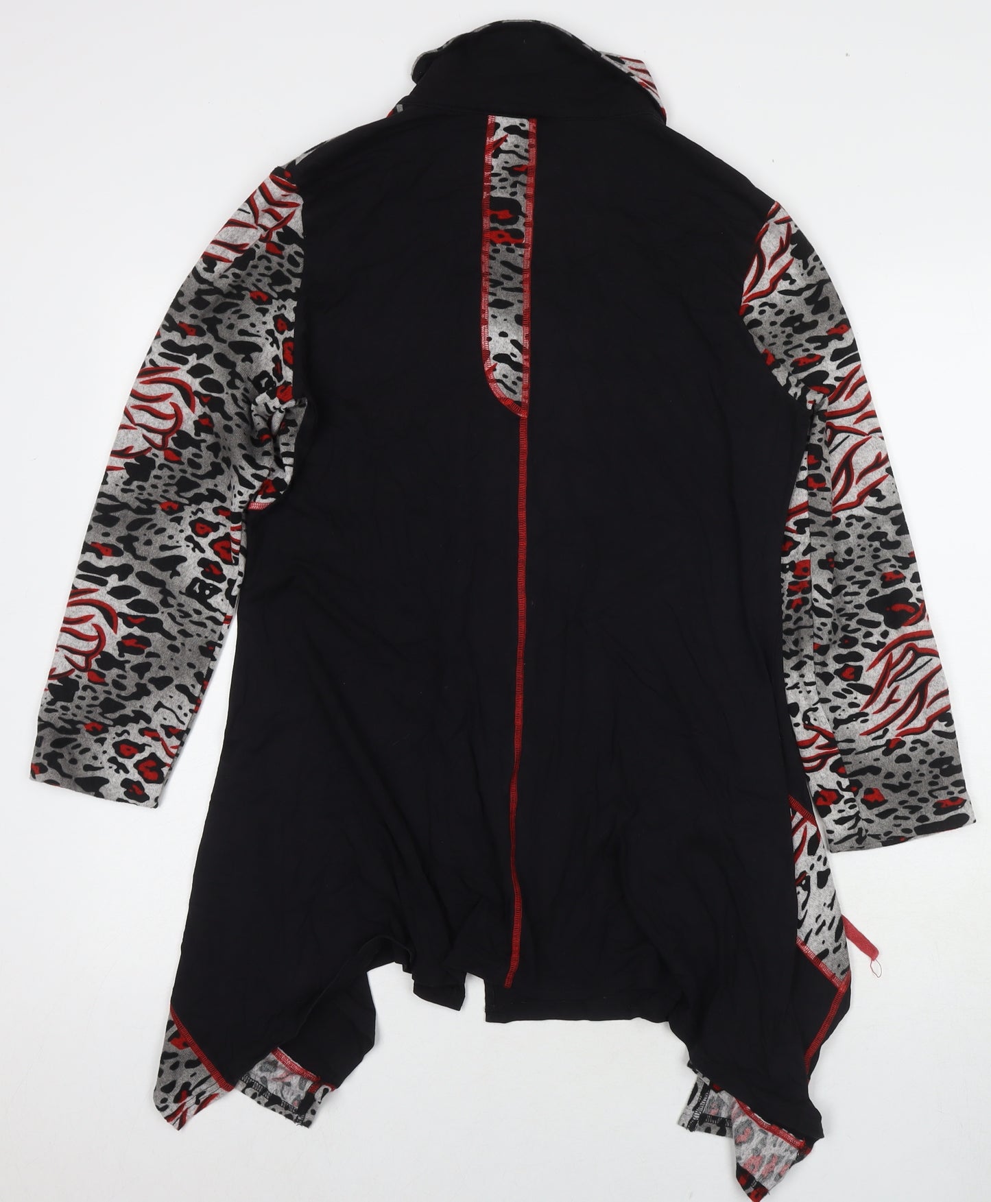 Roman Womens Black Animal Print Viscose Full Zip Sweatshirt Size S Zip