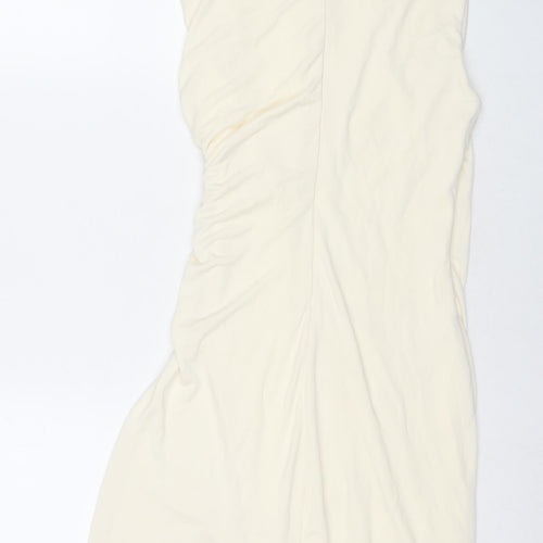 Zara Womens Ivory Polyester A-Line Size M Round Neck Zip