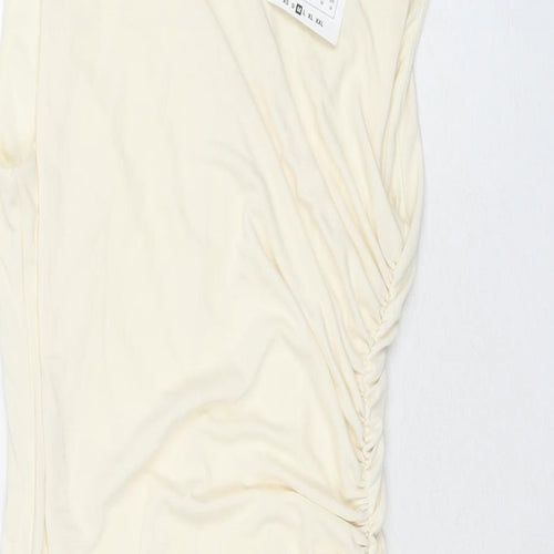 Zara Womens Ivory Polyester A-Line Size M Round Neck Zip