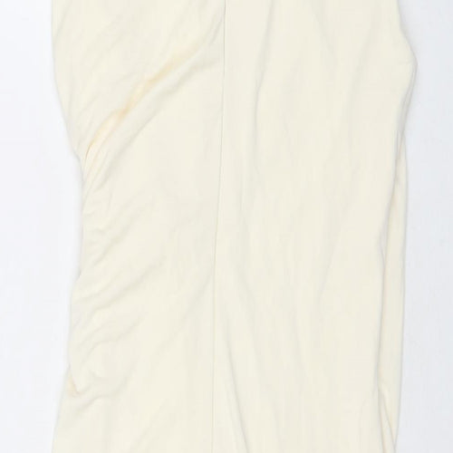 Zara Womens Ivory Polyester A-Line Size M Round Neck Zip