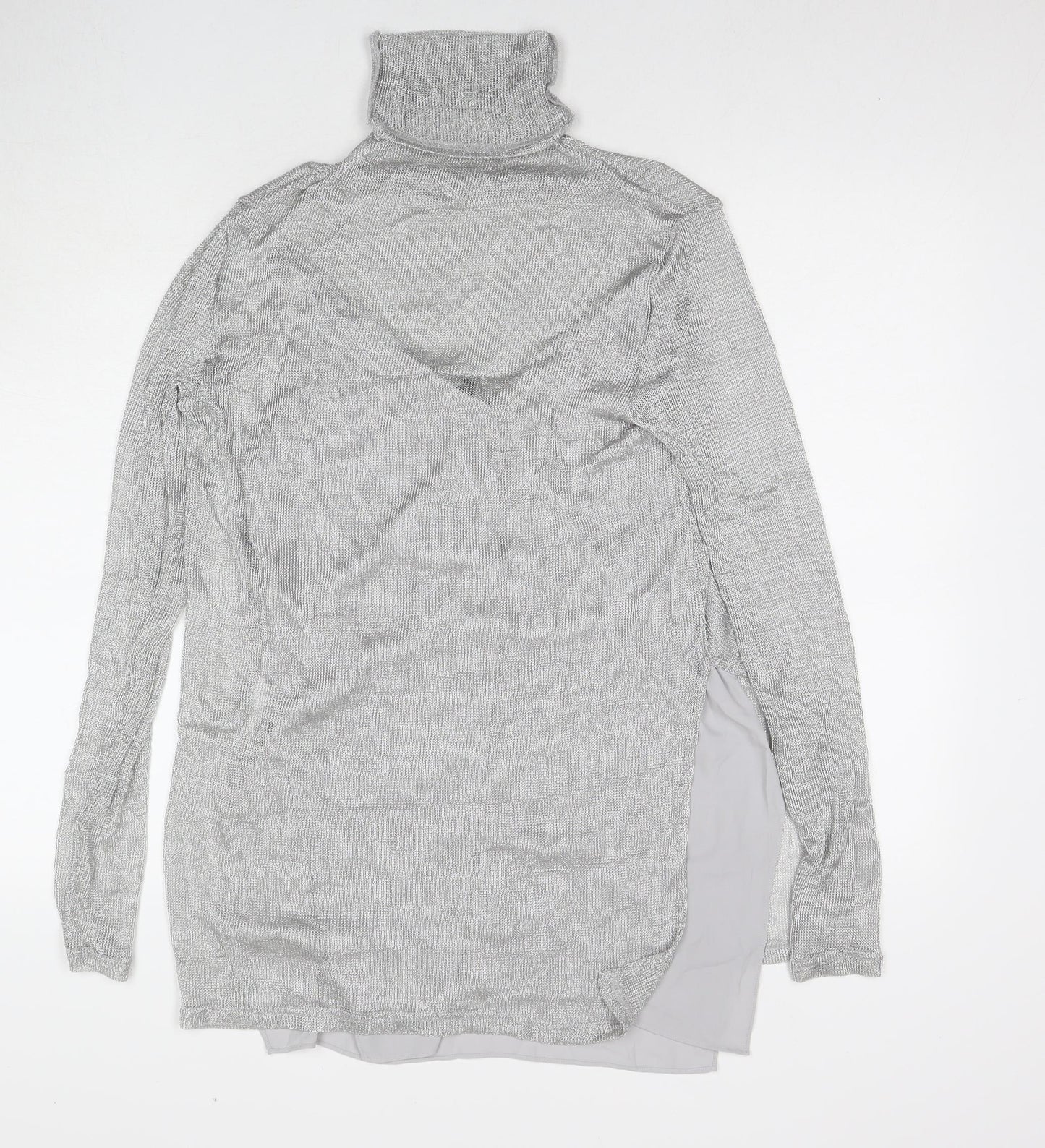 Massimo Dutti Womens Grey Polyester Tunic Blouse Size M Roll Neck
