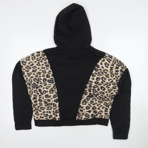 PEP&CO Womens Black Animal Print Polyester Pullover Hoodie Size M Pullover