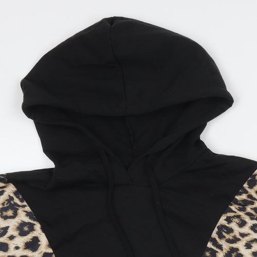PEP&CO Womens Black Animal Print Polyester Pullover Hoodie Size M Pullover
