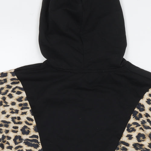 PEP&CO Womens Black Animal Print Polyester Pullover Hoodie Size M Pullover