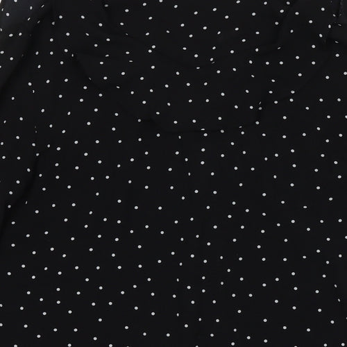 Joy Womens Black Polka Dot Polyester Basic Button-Up Size XS V-Neck