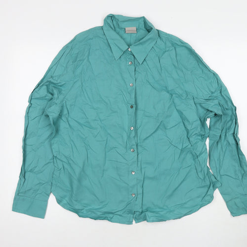 Poetry Womens Blue Cotton Basic Button-Up Size 24 Collared