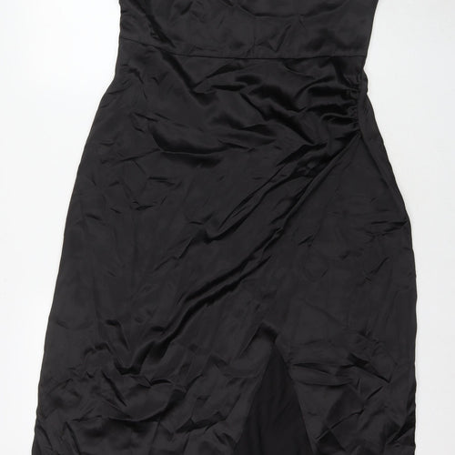 Zara Womens Black Polyester A-Line Size XL Square Neck Pullover - Side Slit(s)