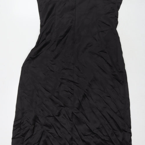 Zara Womens Black Polyester A-Line Size XL Square Neck Pullover - Side Slit(s)