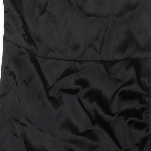 Zara Womens Black Polyester A-Line Size XL Square Neck Pullover - Side Slit(s)