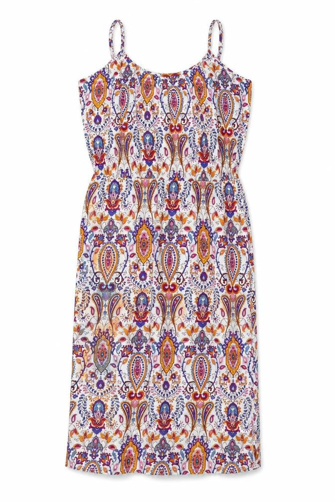 Front view of South women’s multicoloured paisley polyester maxi, size UK 18, round neck pullover