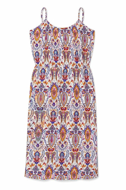 Front view of South women’s multicoloured paisley polyester maxi, size UK 18, round neck pullover