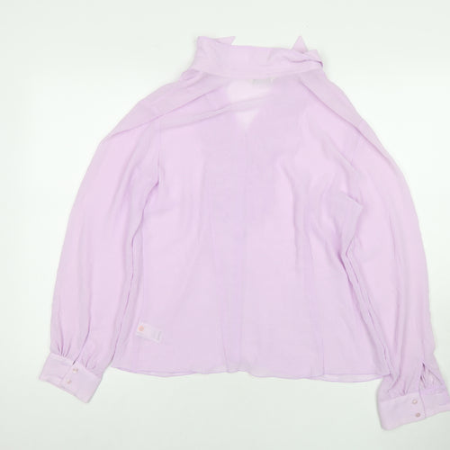 Marks and Spencer Womens Purple Polyester Basic Button-Up Size 16 Collared