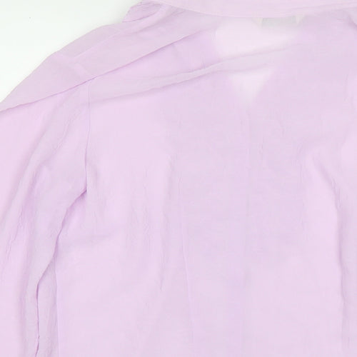 Marks and Spencer Womens Purple Polyester Basic Button-Up Size 16 Collared