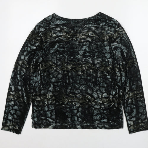 Mantles Womens Grey Animal Print Polyester Basic Button-Up Size M Round Neck - Snake Pattern