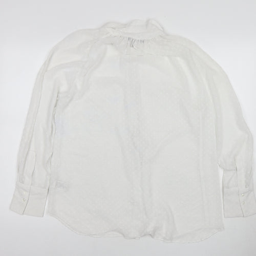 Zara Womens White Polyester Basic Button-Up Size M Collared