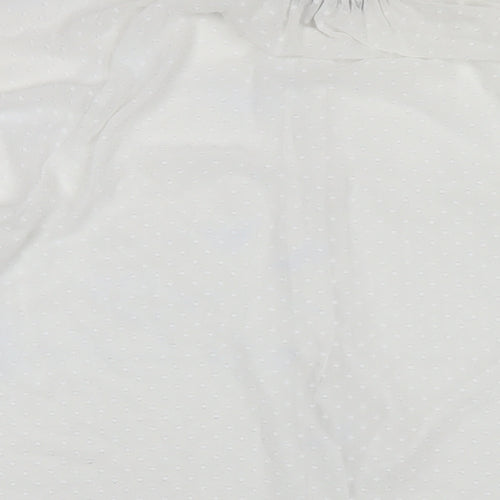 Zara Womens White Polyester Basic Button-Up Size M Collared