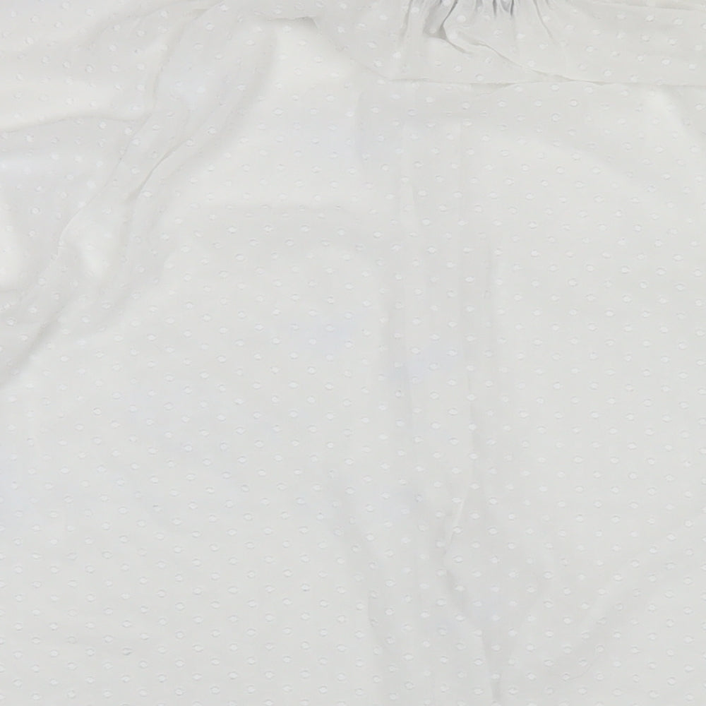 Zara Womens White Polyester Basic Button-Up Size M Collared