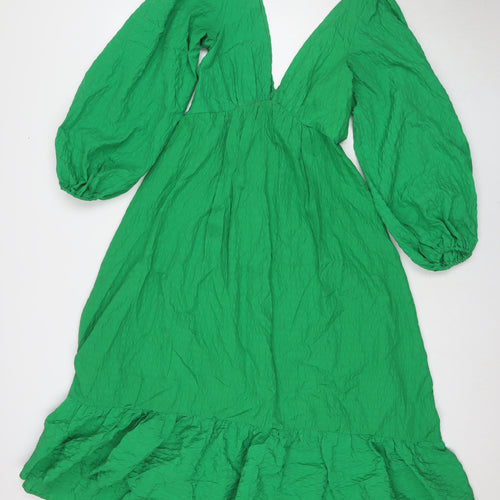 Nobody's child Womens Green Rayon Maxi Size 6 V-Neck Tie