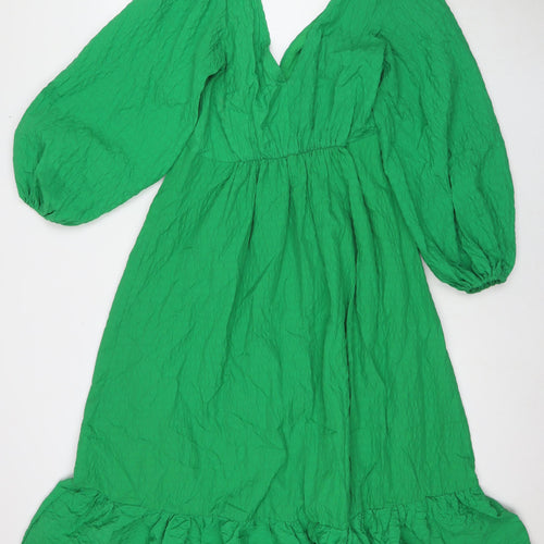 Nobody's child Womens Green Rayon Maxi Size 6 V-Neck Tie