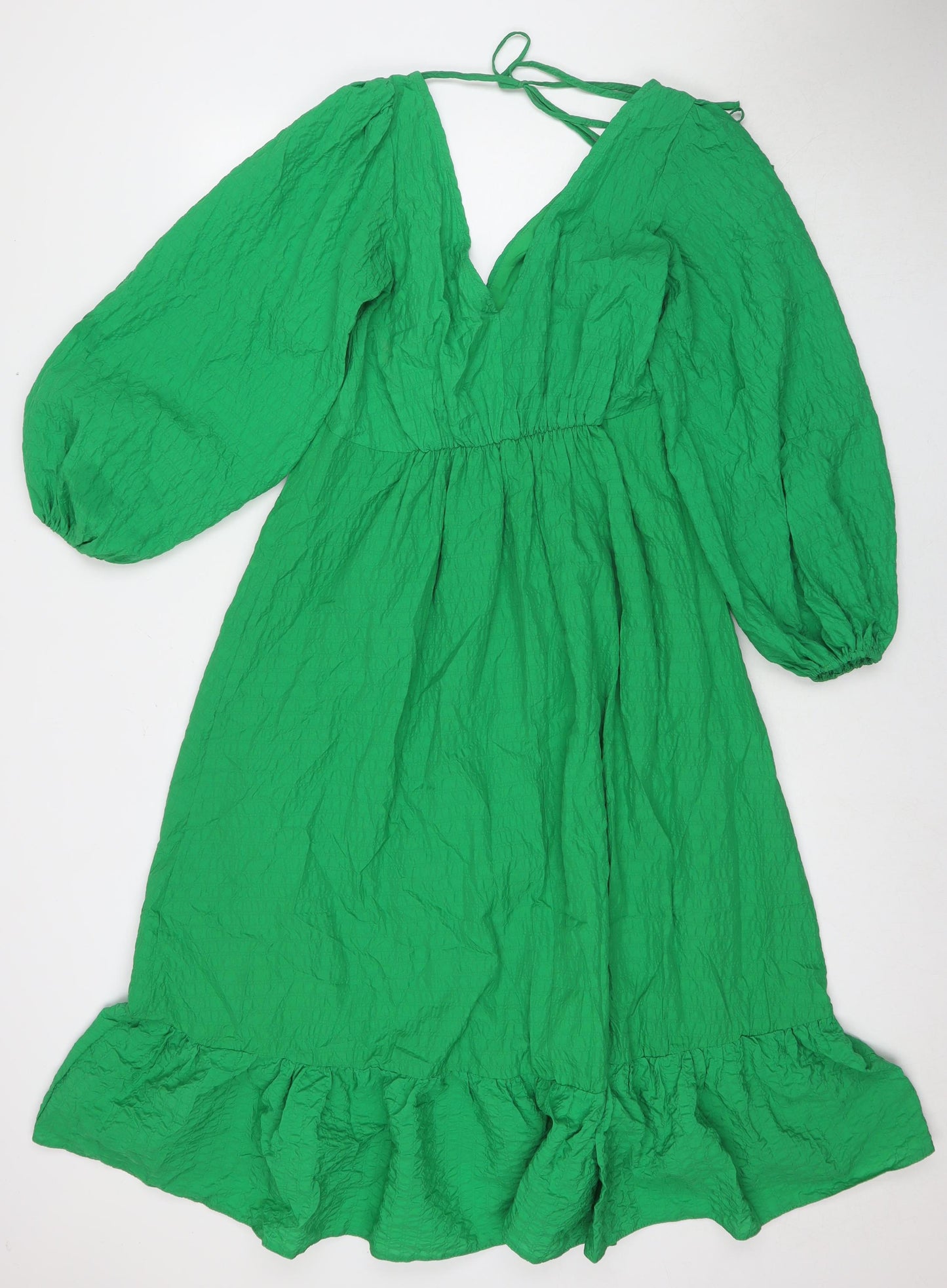 Nobody's child Womens Green Rayon Maxi Size 6 V-Neck Tie