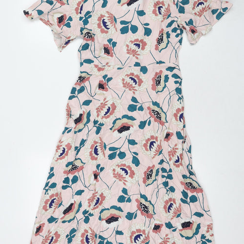 Marks and Spencer Womens Multicoloured Floral Viscose Shirt Dress Size 8 Collared Button