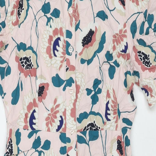Marks and Spencer Womens Multicoloured Floral Viscose Shirt Dress Size 8 Collared Button