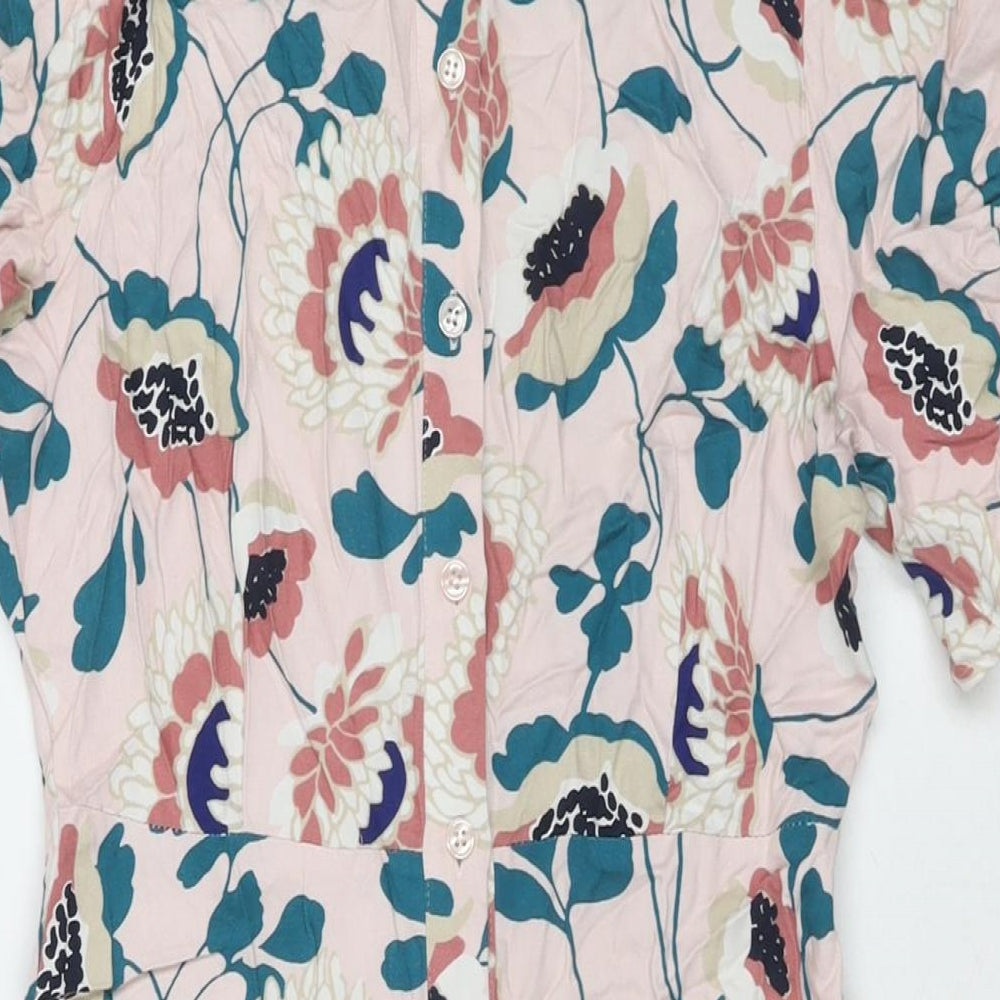 Marks and Spencer Womens Multicoloured Floral Viscose Shirt Dress Size 8 Collared Button