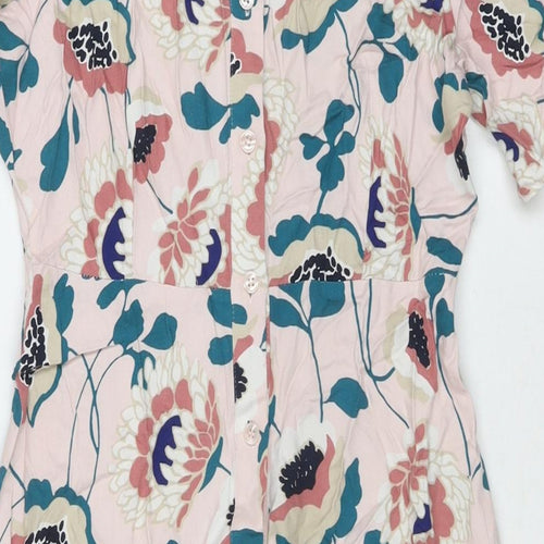 Marks and Spencer Womens Multicoloured Floral Viscose Shirt Dress Size 8 Collared Button