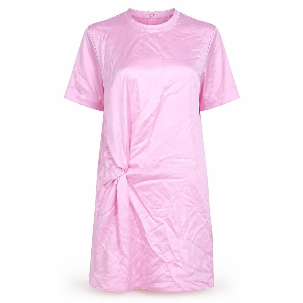 Front view of Zara women’s pink polyester a-line, size XS, round neck zip