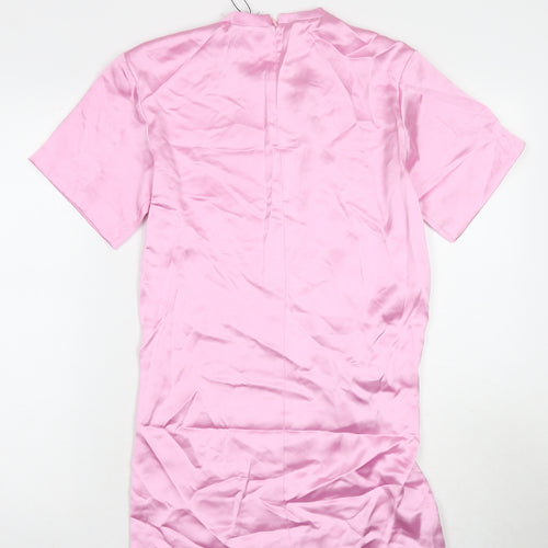 Zara Womens Pink Polyester A-Line Size XS Round Neck Zip