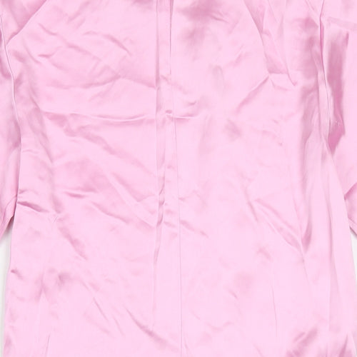 Zara Womens Pink Polyester A-Line Size XS Round Neck Zip