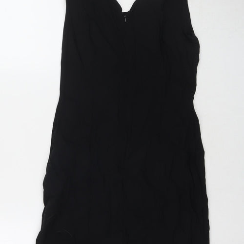 Julien Macdonald Womens Black Viscose Bodycon Size 14 V-Neck Zip - Jeweled Detail