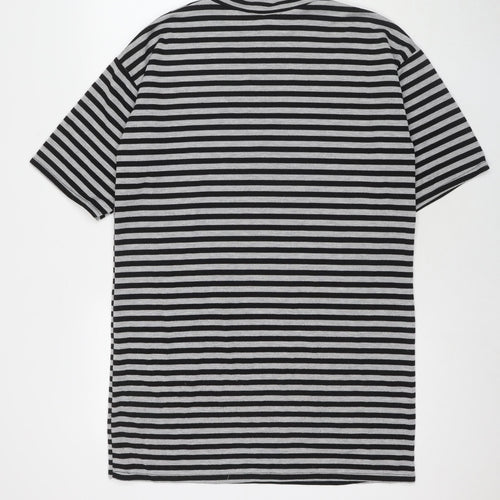 Select Womens Grey Striped Polyester Jumper Dress Size 8 Round Neck Pullover
