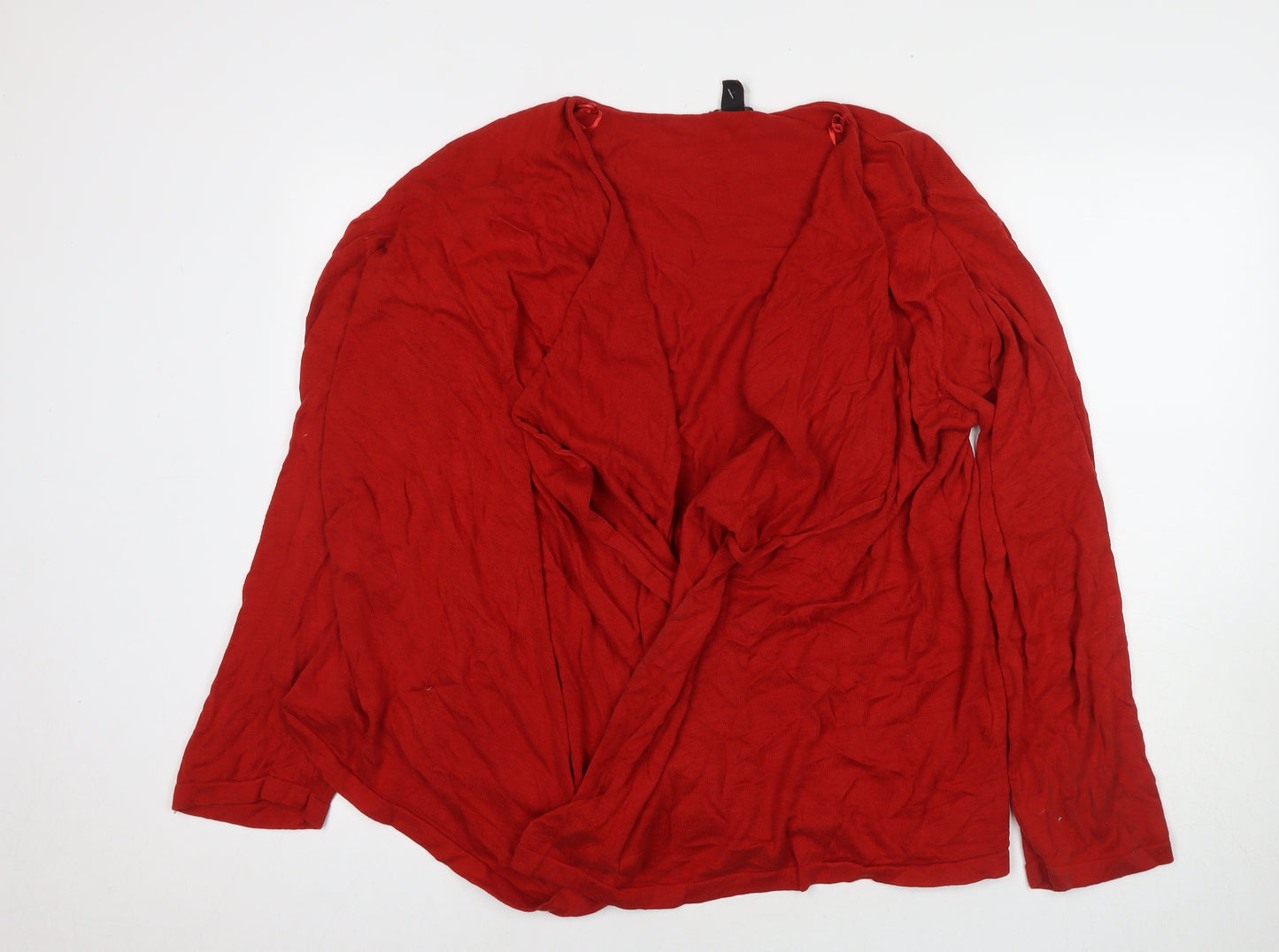 H&M Womens Red V-Neck Silk Cardigan Jumper Size 2XL