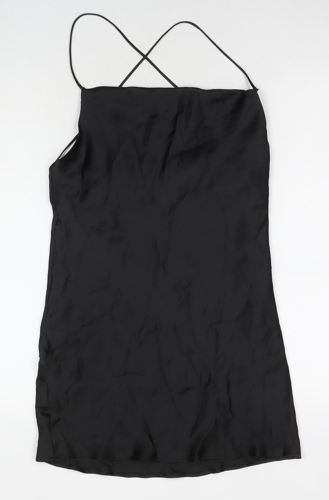 Zara Womens Black Polyester Mini Size XS Square Neck Pullover