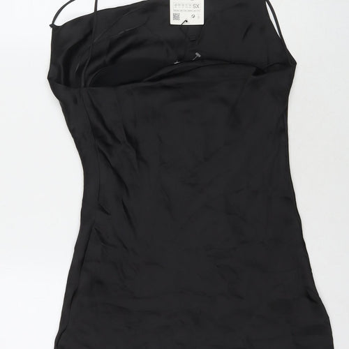 Zara Womens Black Polyester Mini Size XS Square Neck Pullover