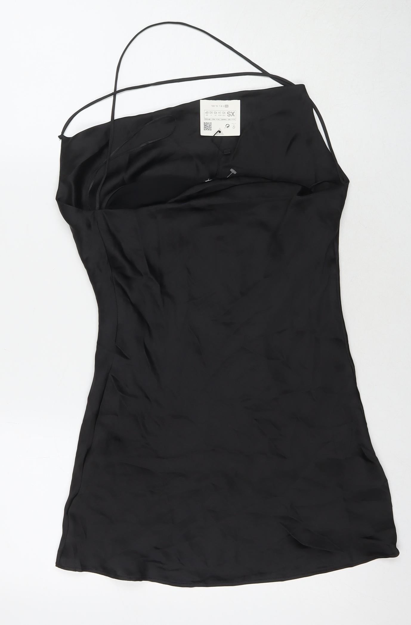 Zara Womens Black Polyester Mini Size XS Square Neck Pullover