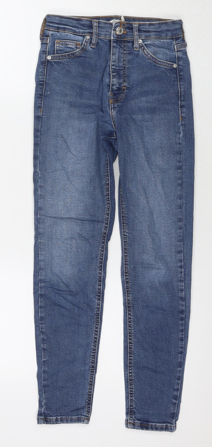 Topshop Womens Blue Cotton Skinny Jeans Size 24 in L30 in Regular Zip