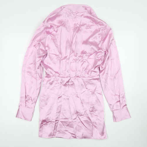 Zara Womens Pink Polyester A-Line Size S Collared Zip