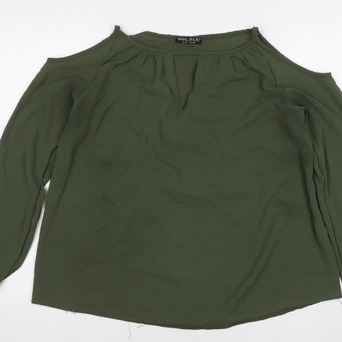 Select Womens Green Polyester Basic Blouse Size 18 Round Neck