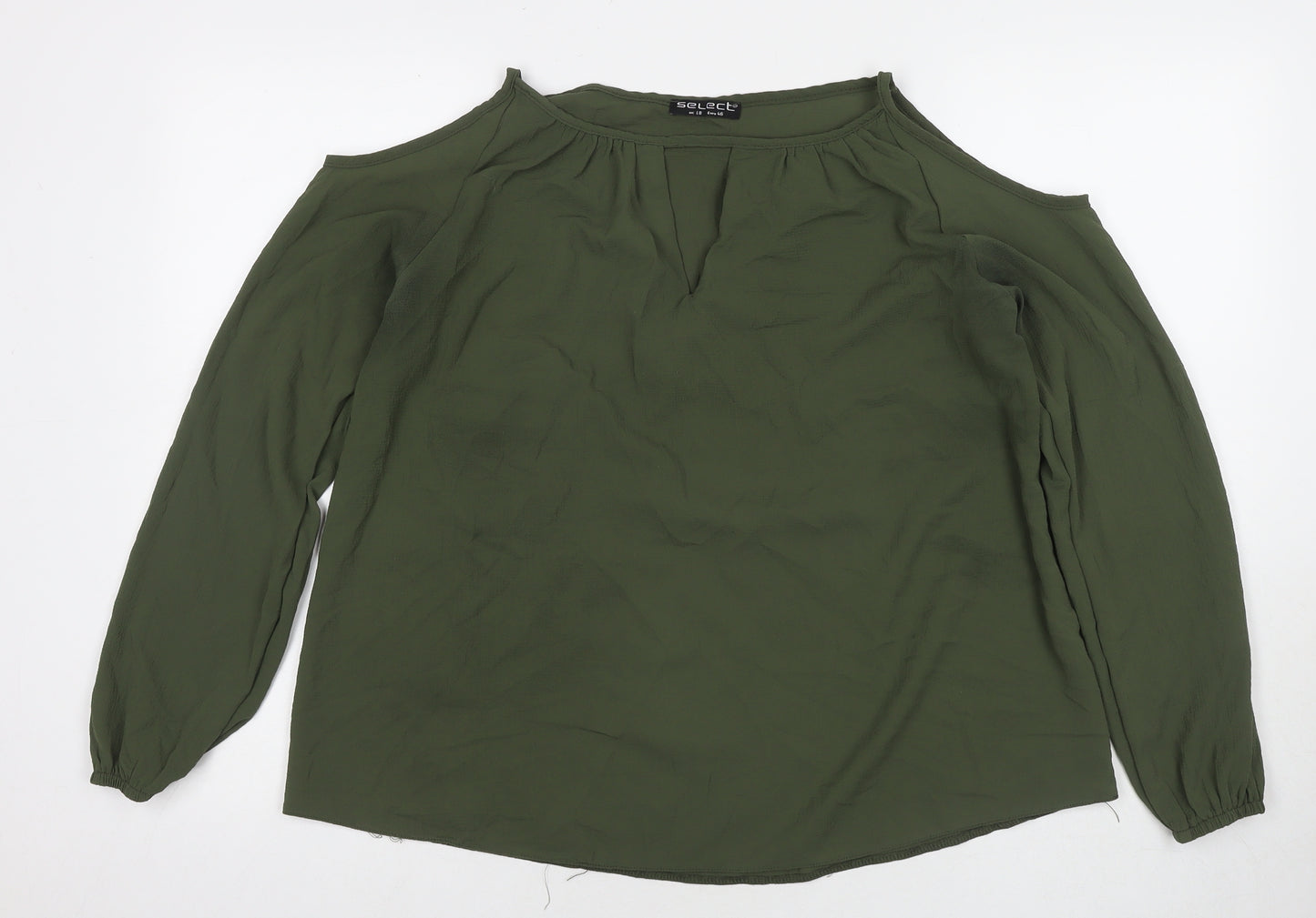 Select Womens Green Polyester Basic Blouse Size 18 Round Neck