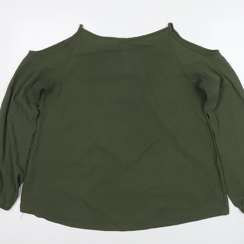 Select Womens Green Polyester Basic Blouse Size 18 Round Neck